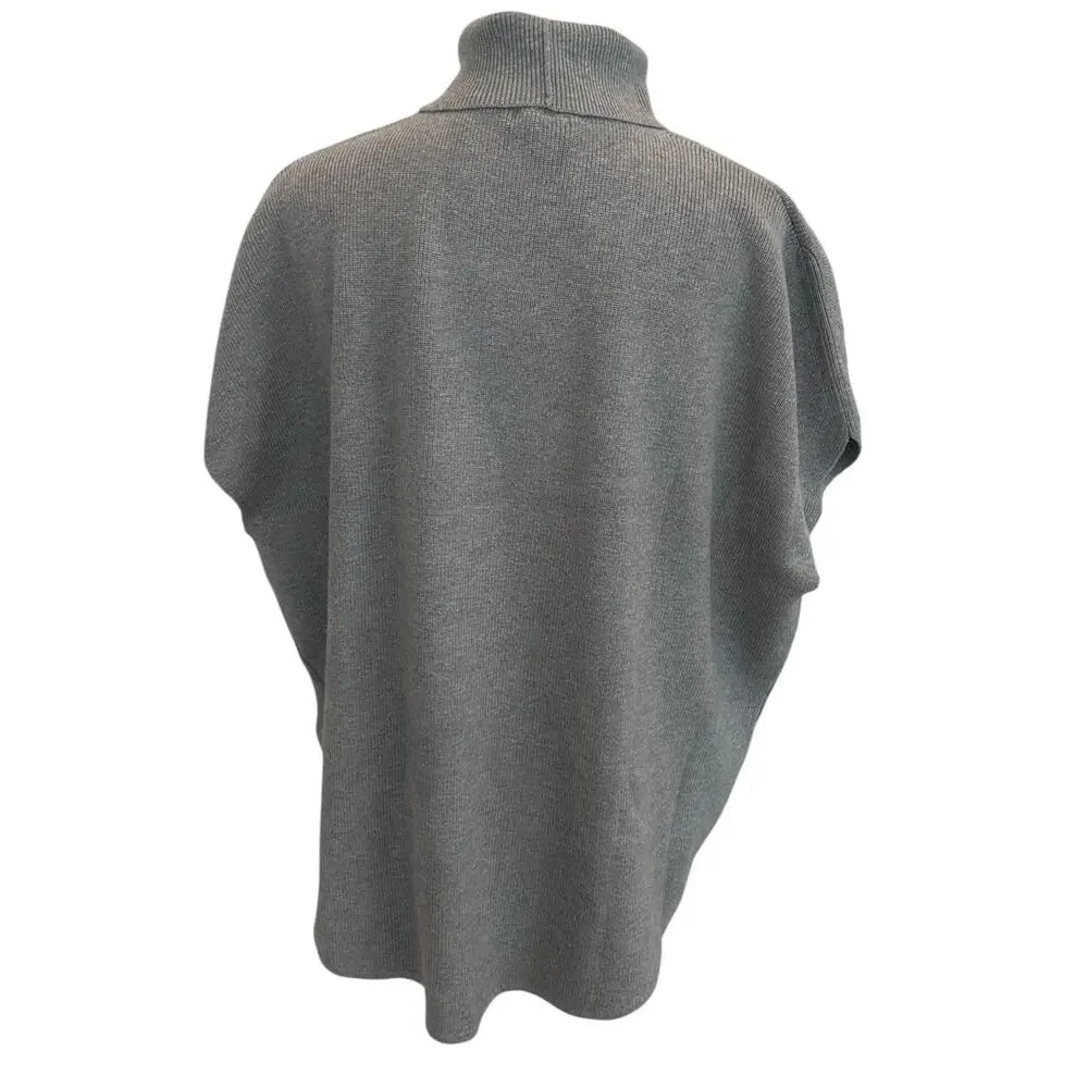 Lilla P NWT Gray Turtleneck Boxy Sleeveless Sweater Womens Size Small NEW
